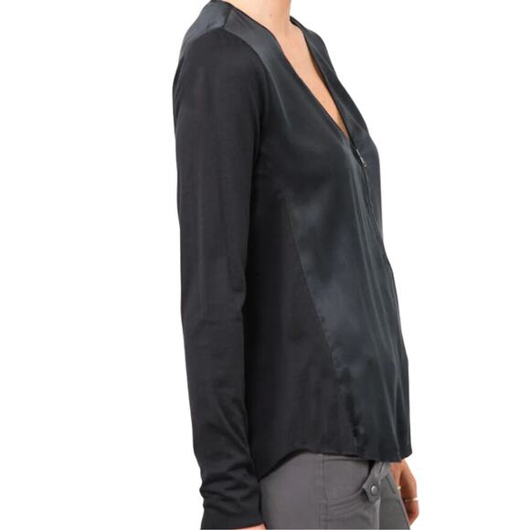 GO BY GOSILK ICONIC Go Zippy Redux Washed Black Long Sleeve Tunic Womens M Chic - Picture 2 of 12